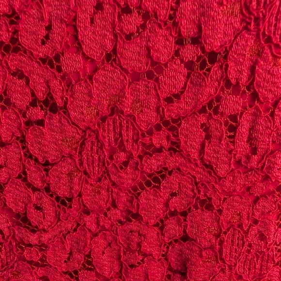 Banana Republic Red Lace Shirt Dress Size S - Bell Sleeves Collared Mini Dress - Picture 11 of 13